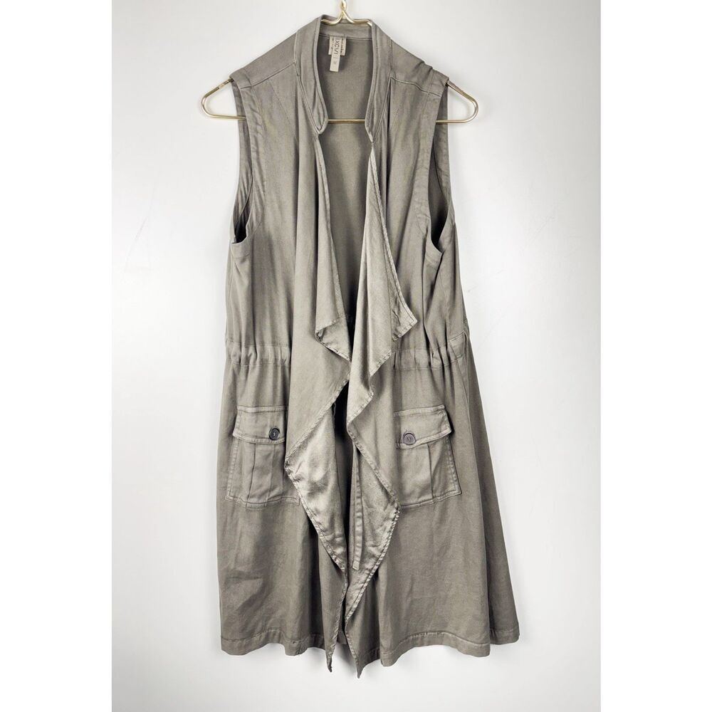 XCVI vest jacket womens medium M olive green tencel boho artsy lagen look casual